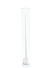 White 55cm Taper Candles with Glass Cube Holders and Glass Sleeves - Set of 6 Pack of 6