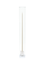 Ivory 65cm Taper Candles with Glass Cube Holders and Glass Sleeves - Set of 6