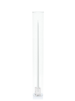 White 65cm Taper Candles with Glass Cube Holders and Glass Sleeves - Set of 6