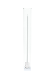 White 65cm Taper Candles with Glass Cube Holders and Glass Sleeves - Set of 6 Pack of 6