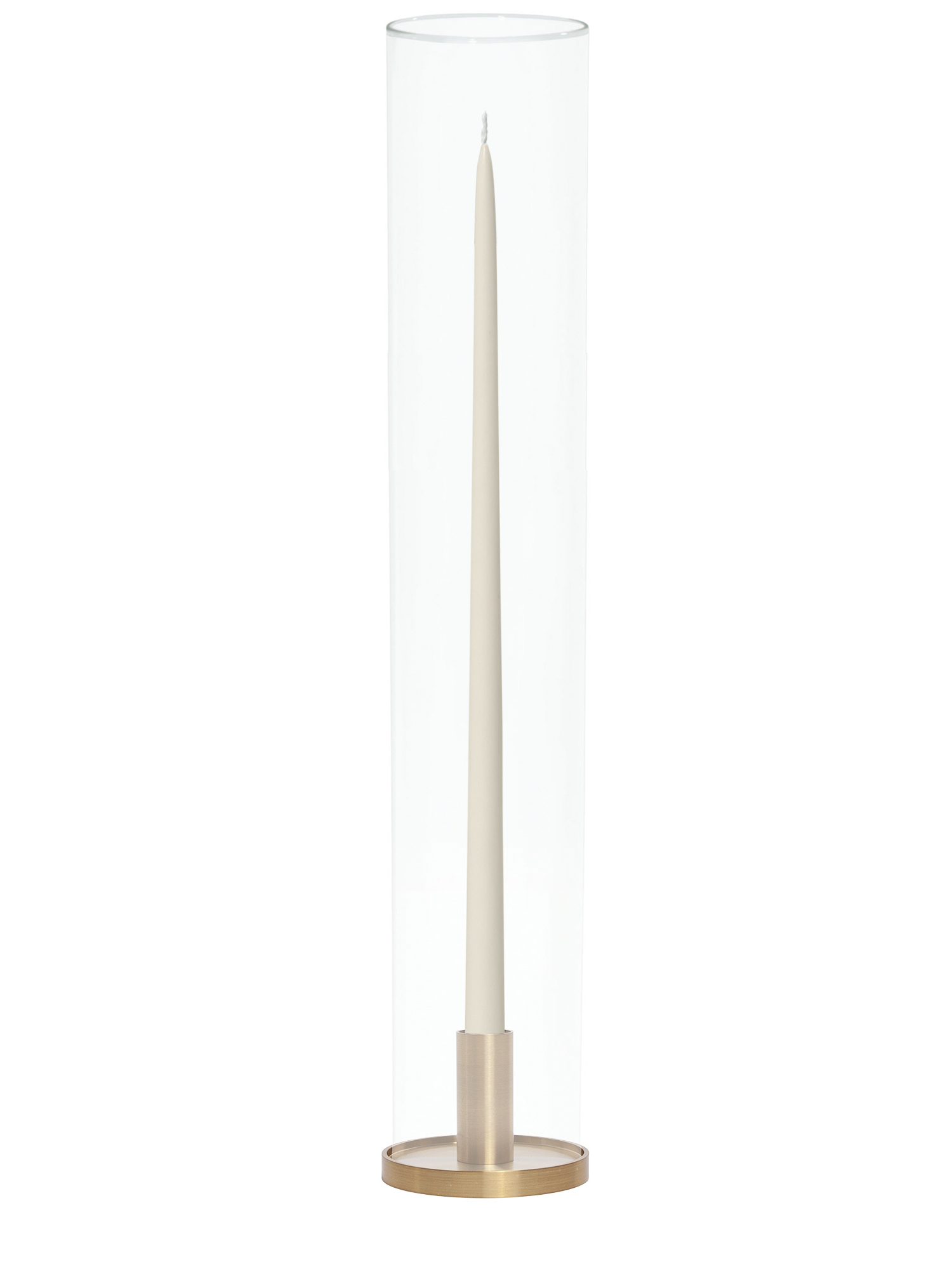 Ivory 65cm Taper Candles with Medium Gold Maya Metal Holders and Glass Sleeves - Set of 6 Pack of 6