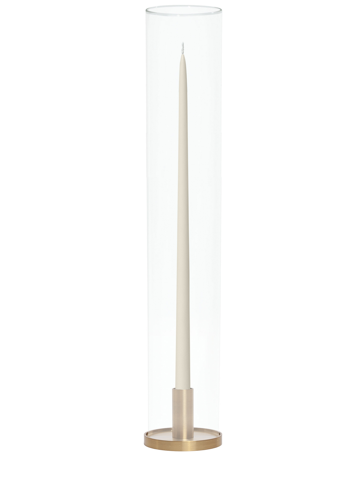 Ivory 65cm Taper Candles with Medium Gold Maya Metal Holders and Glass Sleeves - Set of 6 Pack of 6