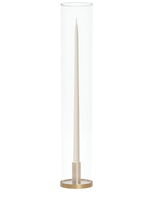 Ivory 65cm Taper Candles with Medium Gold Maya Metal Holders and Glass Sleeves - Set of 6