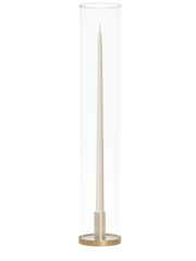 Ivory 65cm Taper Candles with Medium Gold Maya Metal Holders and Glass Sleeves - Set of 6 Pack of 6