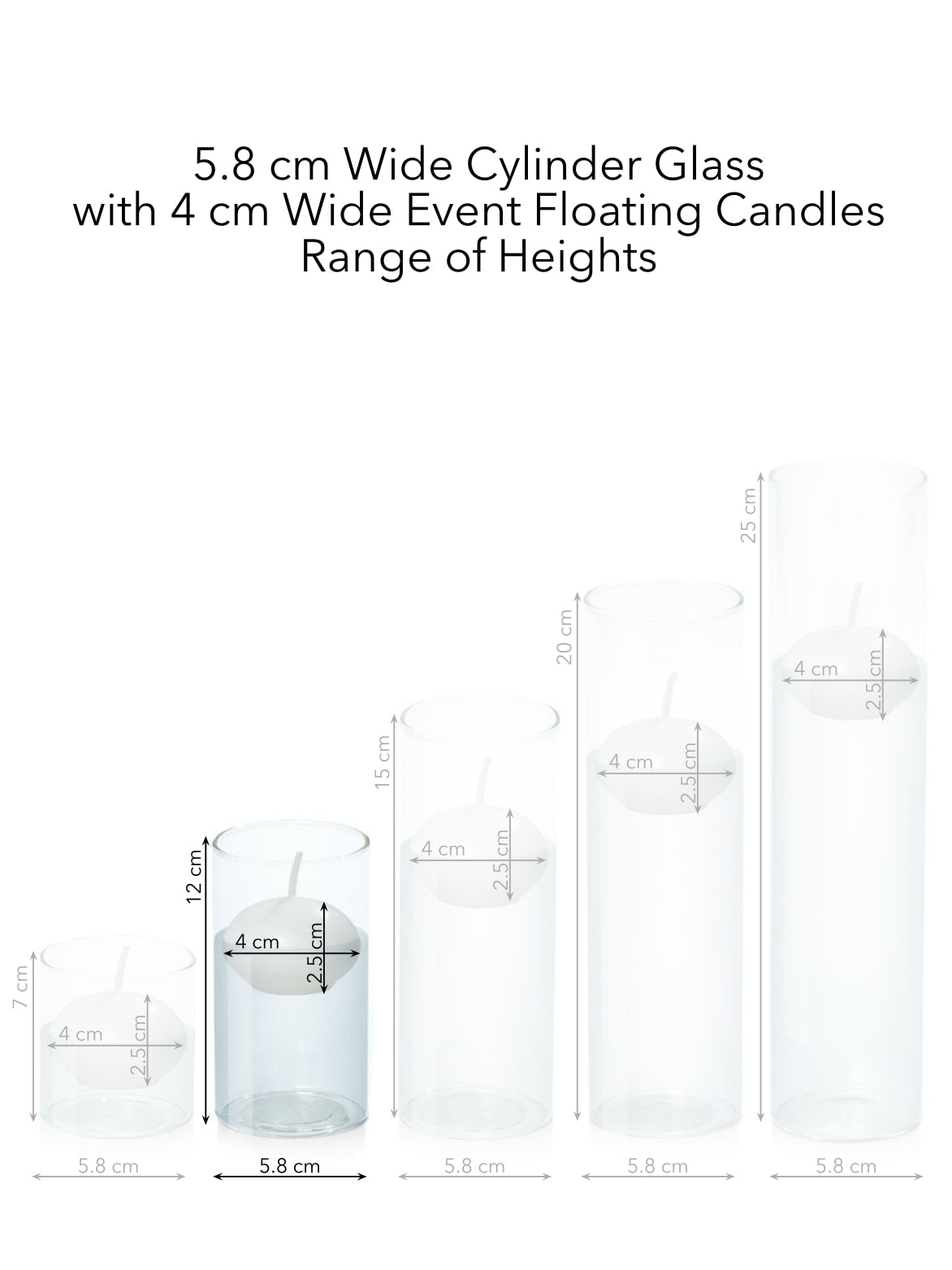 White 4cm Event Floating Candle in 5.8cm x 12cm Glass Pack of 1