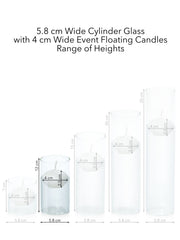 White 4cm Event Floating Candle in 5.8cm x 12cm Glass Pack of 1