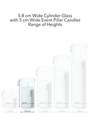 White 5cm x 7.5cm Event Pillar in 5.8cm x 12cm Glass Pack of 1