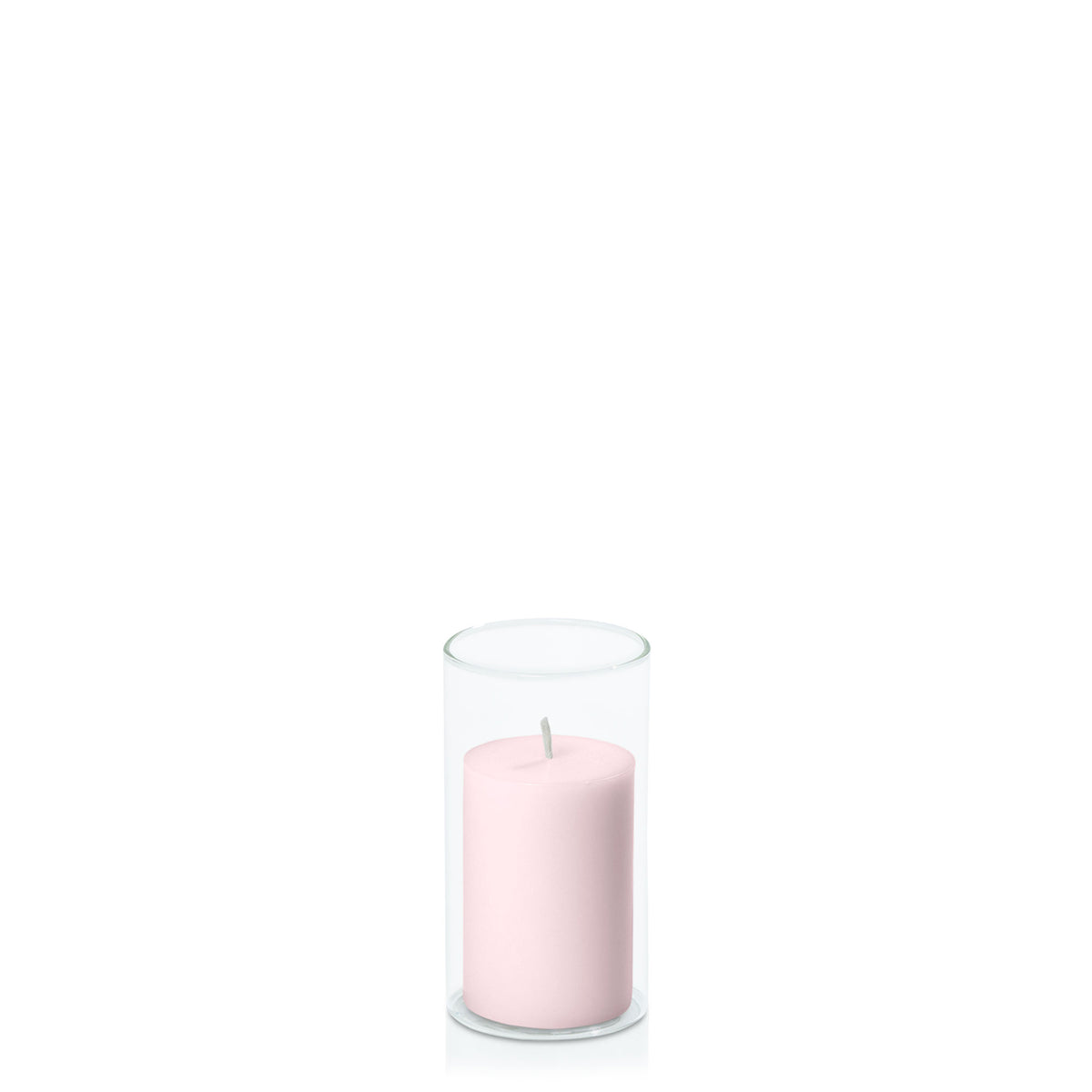 Blush Pink 5cm x 7.5cm Pillar in 5.8cm x 12cm Glass Pack of 1