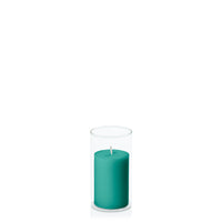 Emerald Green 5cm x 7.5cm Pillar in 5.8cm x 12cm Glass