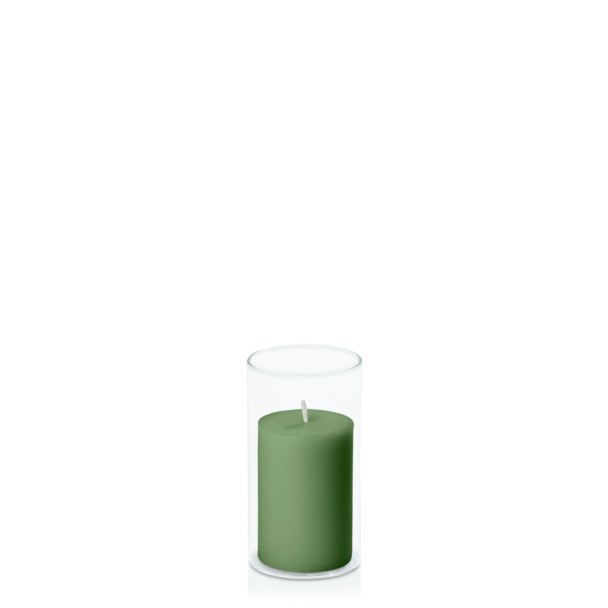 Green 5cm x 7.5cm Pillar in 5.8cm x 12cm Glass Pack of 1