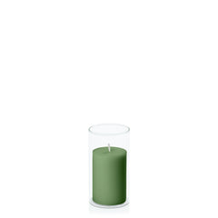 Green 5cm x 7.5cm Pillar in 5.8cm x 12cm Glass Pack of 1