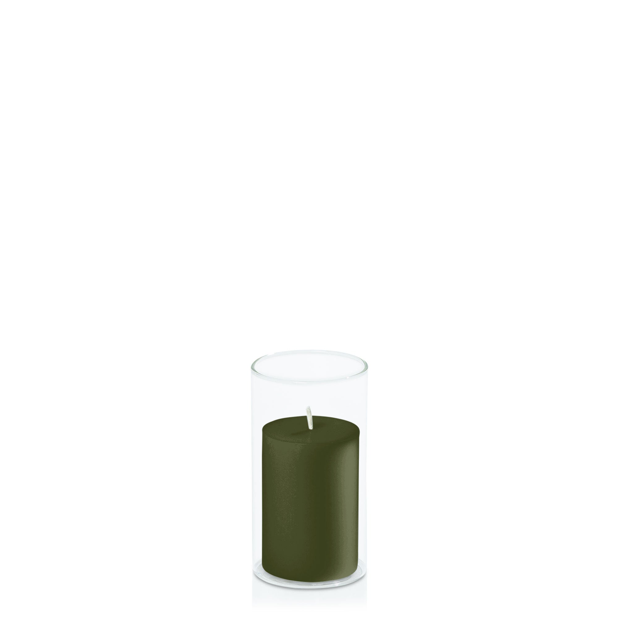 Olive 5cm x 7.5cm Pillar in 5.8cm x 12cm Glass Pack of 1