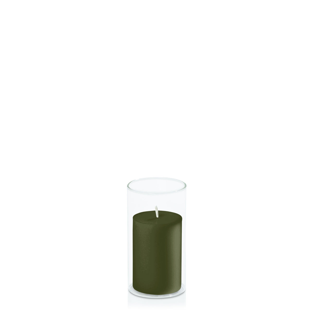 Olive 5cm x 7.5cm Pillar in 5.8cm x 12cm Glass Pack of 1