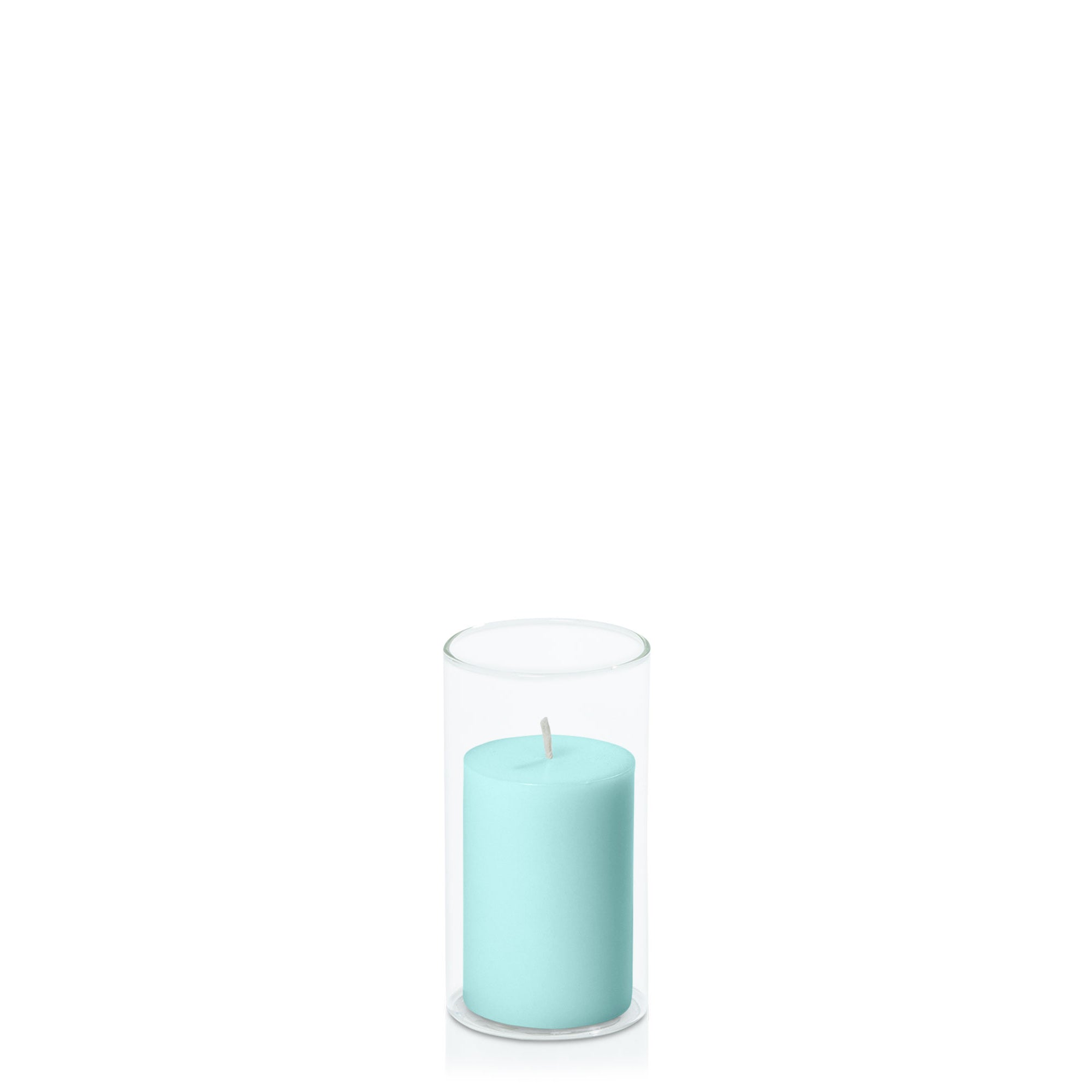 Pastel Teal 5cm x 7.5cm Pillar in 5.8cm x 12cm Glass Pack of 1