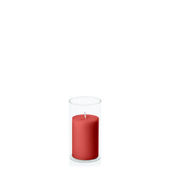 Red 5cm x 7.5cm Pillar in 5.8cm x 12cm Glass Pack of 1