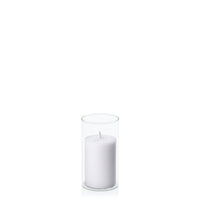 Silver Grey 5cm x 7.5cm Pillar in 5.8cm x 12cm Glass