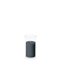 Steel Blue 5cm x 7.5cm Pillar in 5.8cm x 12cm Glass