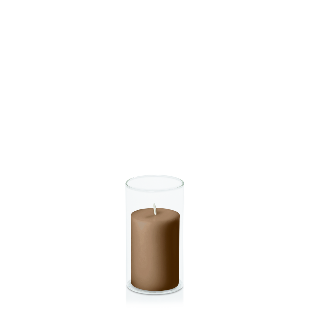 Tiramisu 5cm x 7.5cm Pillar in 5.8cm x 12cm Glass Pack of 1