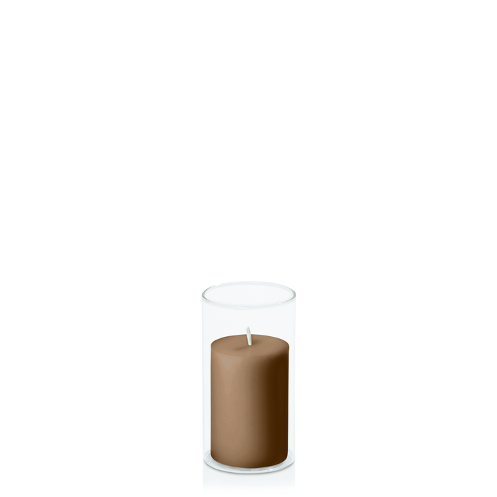 Tiramisu 5cm x 7.5cm Pillar in 5.8cm x 12cm Glass Pack of 1