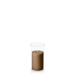 Tiramisu 5cm x 7.5cm Pillar in 5.8cm x 12cm Glass Pack of 1