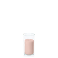 Vintage Blush 5cm x 7.5cm Pillar in 5.8cm x 12cm Glass
