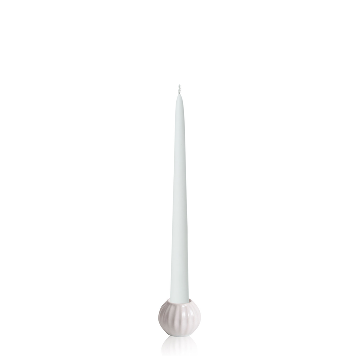 White 25cm Taper Candles with White Medium Posey Ceramic Holders - Set of 4 Pack of 4