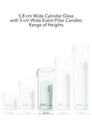 White 5cm x 10cm Event Pillar in 5.8cm x 15cm Glass Pack of 1