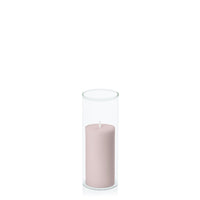 Antique Pink 5cm x 10cm Pillar in 5.8cm x 15cm Glass