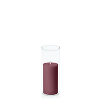 Burgundy 5cm x 10cm Pillar in 5.8cm x 15cm Glass