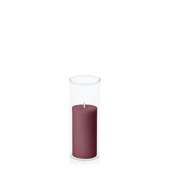 Burgundy 5cm x 10cm Pillar in 5.8cm x 15cm Glass Pack of 1
