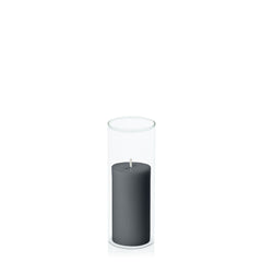 Charcoal 5cm x 10cm Pillar in 5.8cm x 15cm Glass Pack of 1