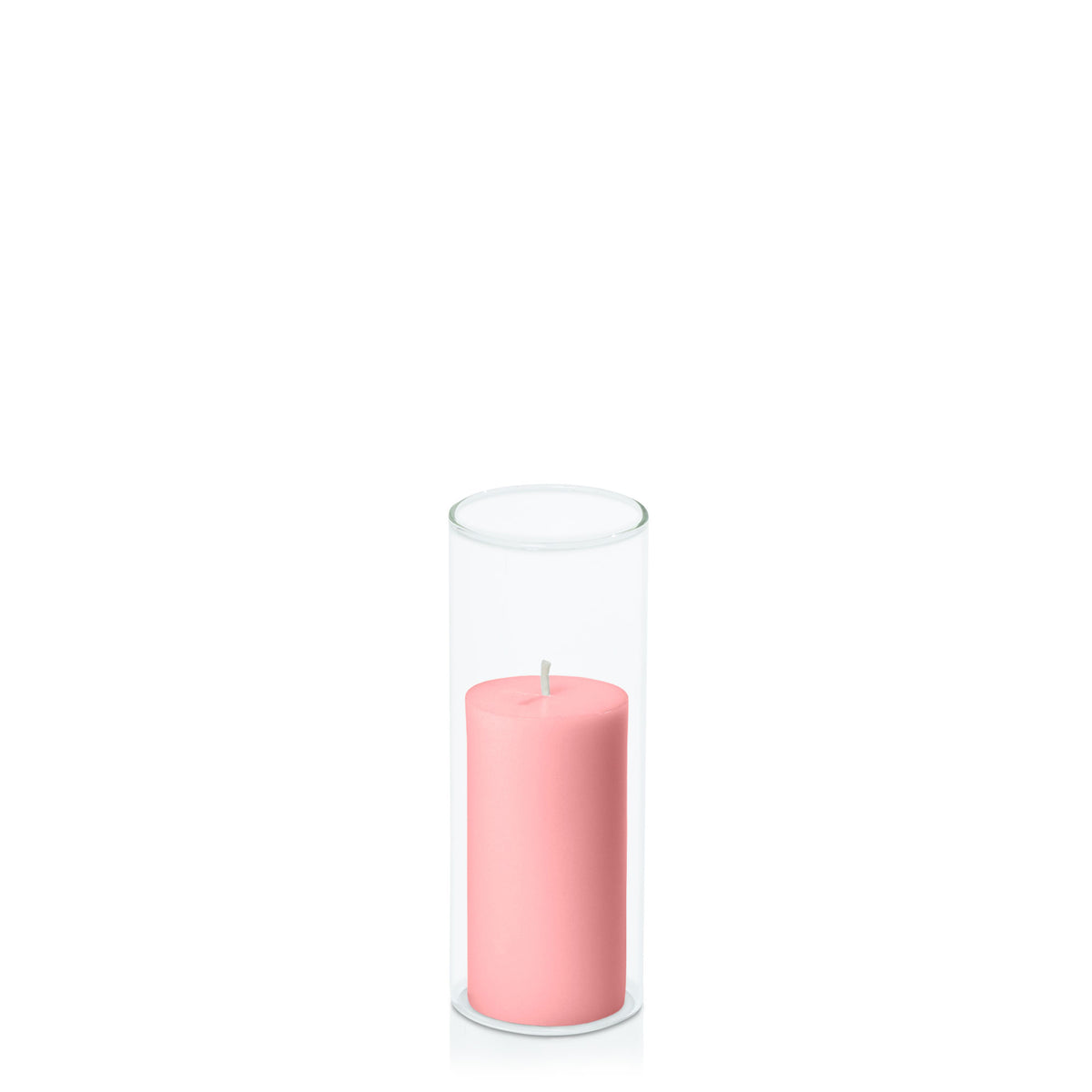 Coral Pink 5cm x 10cm Pillar in 5.8cm x 15cm Glass Pack of 1