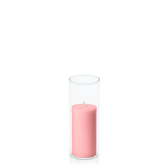 Coral Pink 5cm x 10cm Pillar in 5.8cm x 15cm Glass Pack of 1