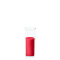 Carnival Red 5cm x 10cm Pillar in 5.8cm x 15cm Glass