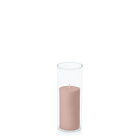 Heritage Rose 5cm x 10cm Pillar in 5.8cm x 15cm Glass