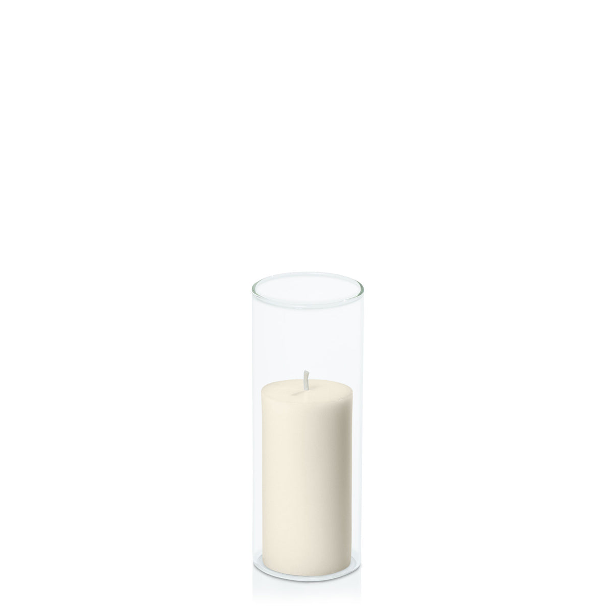 Ivory 5cm x 10cm Pillar in 5.8cm x 15cm Glass Pack of 1