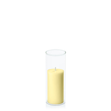 Lemon 5cm x 10cm Pillar in 5.8cm x 15cm Glass Pack of 1