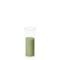 Matcha 5cm x 10cm Pillar in 5.8cm x 15cm Glass