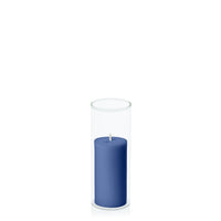 Navy 5cm x 10cm Pillar in 5.8cm x 15cm Glass