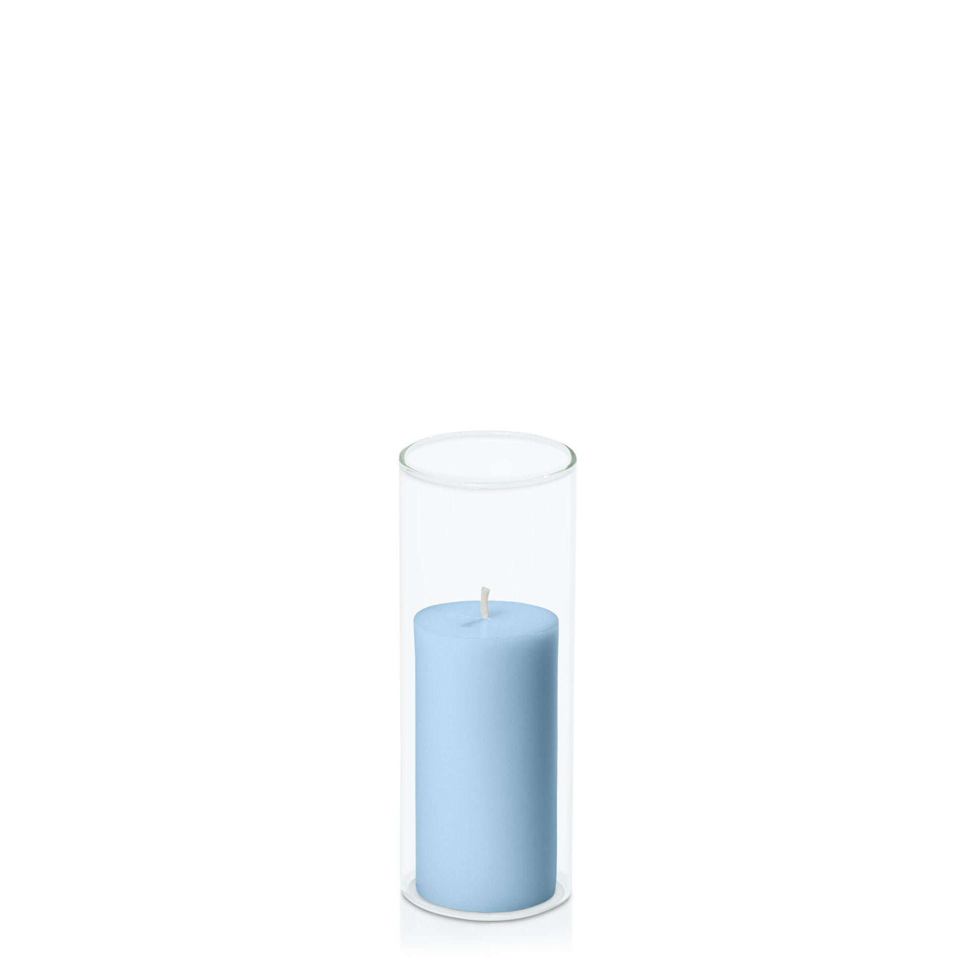 Pastel Blue 5cm x 10cm Pillar in 5.8cm x 15cm Glass Pack of 1
