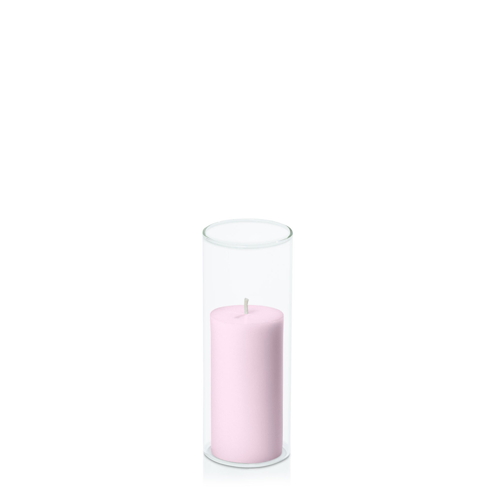 Pastel Pink 5cm x 10cm Pillar in 5.8cm x 15cm Glass Pack of 1
