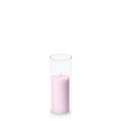 Pastel Pink 5cm x 10cm Pillar in 5.8cm x 15cm Glass Pack of 1