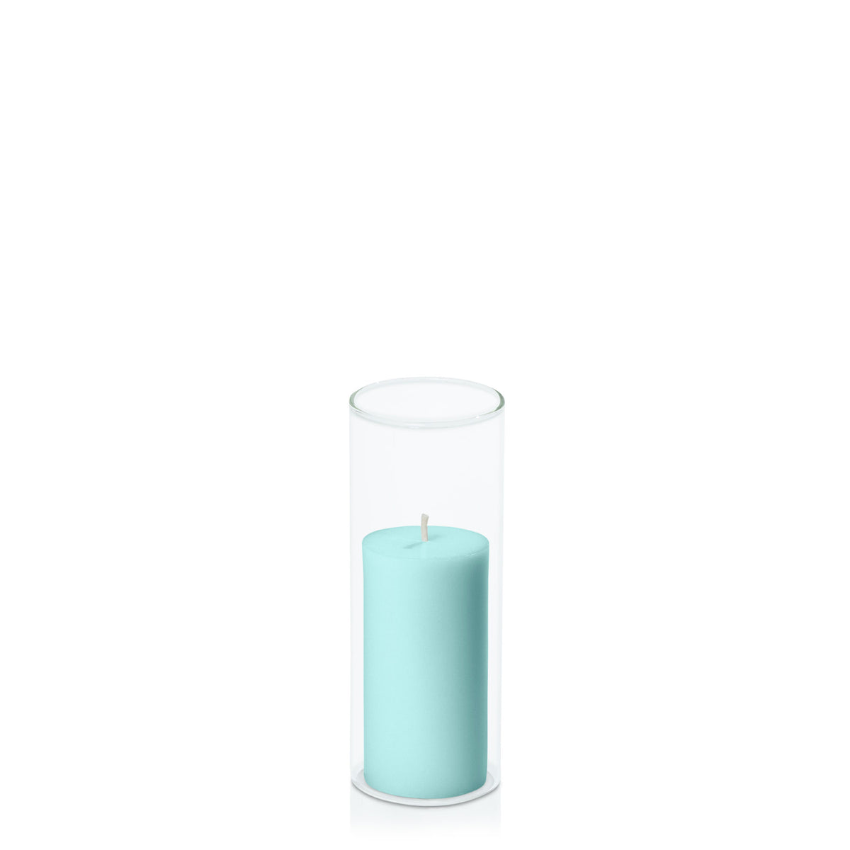 Pastel Teal 5cm x 10cm Pillar in 5.8cm x 15cm Glass Pack of 1