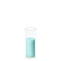 Pastel Teal 5cm x 10cm Pillar in 5.8cm x 15cm Glass Pack of 1