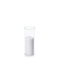 Silver Grey 5cm x 10cm Pillar in 5.8cm x 15cm Glass
