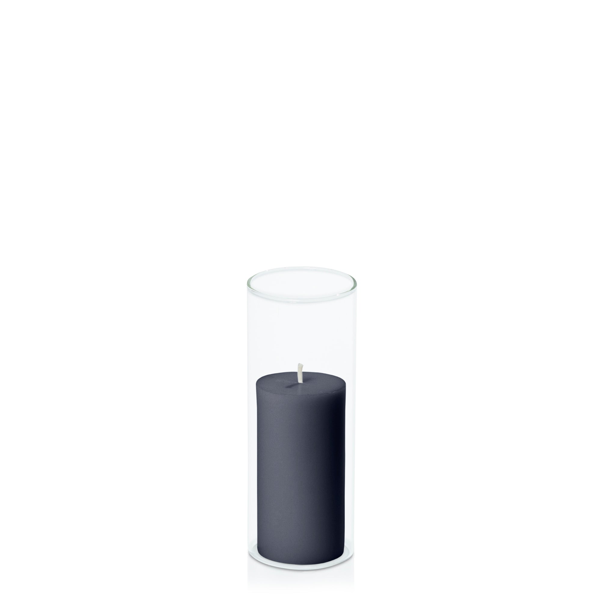 Steel Blue 5cm x 10cm Pillar in 5.8cm x 15cm Glass Pack of 1