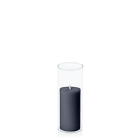 Steel Blue 5cm x 10cm Pillar in 5.8cm x 15cm Glass