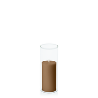 Tiramisu 5cm x 10cm Pillar in 5.8cm x 15cm Glass