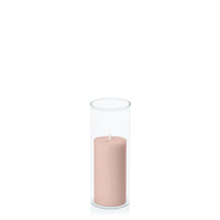 Vintage Blush 5cm x 10cm Pillar in 5.8cm x 15cm Glass