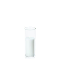 White 5cm x 10cm Pillar in 5.8cm x 15cm Glass